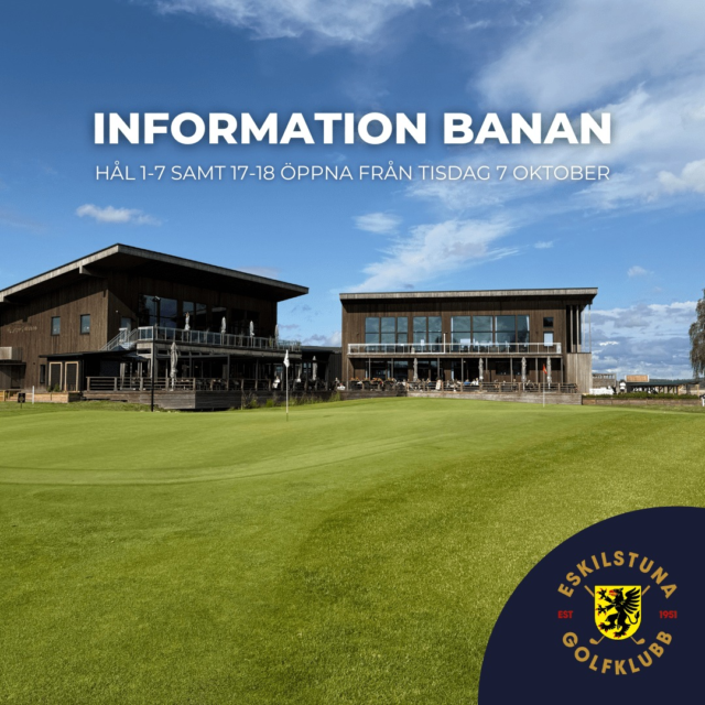 Vinterförberedelser på banan!
Från och med i morgon är banan endast öppen med hål 1–7 samt 17–18.
Detta för att vår banpersonal ska kunna påbörja vinterförberedelser på övriga hål och arbeta med dem ostört. När arbetet är klart där, stänger vi även de sista hålen inför vintern.

Målet med att göra detta är att läka skadorna inför vintern och ge bästa möjliga start på säsongen 2026.
Tack för din förståelse, ditt tålamod och ditt engagemang – tillsammans värnar vi om banans framtid!
Gällande kiosken så är den öppen denna vecka med självbetjäning med ett begränsat sortiment - färskvaror såsom smörgåsar och korv finns inte på menyn sista delen av säsongen. Varmt välkommen!
#eskilstunagolfklubb #meränbaraengolfklubb
