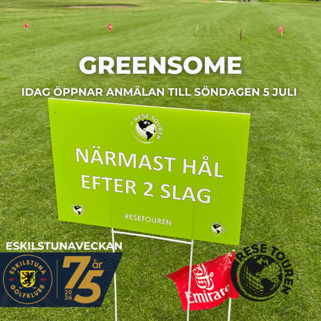 🔥 Anmälan öppnar idag klockan 12:00 – Resetouren by Beachcomber!
Nu är det dags att anmäla sig till en av partävlingarna under Eskilstunaveckan!

🏌️‍♂️ Spelform: Greensome (2-mannalag)
🏆 Spela om:
• Finalplats till Sverigefinalen på Gotland (2–4 okt)
• Chans att nå världsfinalen på Mauritius 🌴✈️
• Samt ett stort och roligt prisbord!

🌟 Det här ingår:
🍹 AW-priser 16:00–18:00
🥢 Asiatisk buffé från 18:00
🏆 Prisutdelning ca 19:00 i Bistro Bryggan
🎯 Extra tävlingar på plats – vinn resor och fina priser!

💰 Avgifter
• 500 kr/spelare (inkl. middagsbuffé)
• Greenfee: 300 kr (gäster)
• Extra middagsbiljett: 300 kr (släpps 1/6)

⏰ Viktigt:
Betalning ska vara gjord senast 29 juni kl. 12:00 för att behålla platsen
👉 Anmäl ditt lag här:
https://mingolf.golf.se/tavling/information/5347591

Det här vill ni inte missa – samla laget och kör! 💥⛳
#eskilstunagolfklubb #meränbaraengolfklubb #eskilstunaveckan2026
