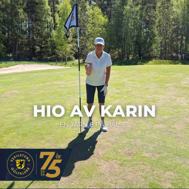 💥⛳ Årets första HIO är här! 
Säsongens första hole in one stod Karin Junker för när hon sänkte utslaget direkt på hål 3 – med en järnåtta dessutom. 🎯 

Hål 3 är vårt näst längsta par 3 och greenen vaktas av bunkrar, så det gäller verkligen att slå ett slag med både precision och rätt längd. Och Karin gjorde exakt det – rakt i koppen! 👏 

Stort grattis Karin! Nästa vecka görs en hio-tavla till dig som du kan hämta i receptionen ⭐ 
Blir detta starten på ännu en galen HIO-säsong hos oss? 😄 

#eskilstunagolfklubb #meränbaraengolfklubb #hiofeber2026