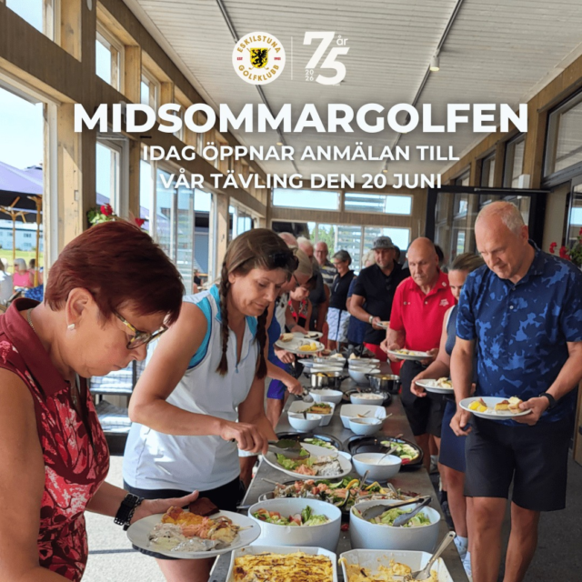 Nu är det dags – idag klockan 10:00 så öppnar anmälan och ni kan säkra er plats till vår populära midsommartävling på midsommardagen.
Ta med din partner och var med på en av sommarens absolut härligaste tävlingsdagar 💚

🏌️‍♀️🏌️‍♂️ Mixed greensome (poängbogey)
🍽 Lunchbuffé & info kl. 12:00
⛳ Kanonstart kl. 13:30
🎁 Prisutdelning direkt efter spel – med både tävlingspriser och lottade vinster

💸 Startavgift: 300 kr/person (inkl. lunchbuffé)
🏌️ Greenfee gäster: 300 kr

⚠️ Anmälan är bindande efter 17 juni kl. 17:00 och ni anmäler er på min golf.
Vi ses på en riktig sommardag fylld av golf, glädje och gemenskap ☀️
#eskilstunagolfklubb #meränbaraengolfklubb