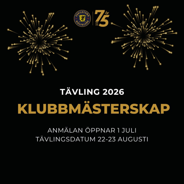 🏆 Klubbmästerskapet 2026 – en jubileumshelg att se fram emot! ⛳
Helgen 22–23 augusti spelar vi årets klubbmästerskap – och i år blir det en extra speciell upplaga i samband med vårt jubileumsår 💚
Alla klasser spelar totalt 36 hål:
⛳ 18 hål på lördagen
⛳ 18 hål på söndagen
Klasser:
• Dam
• Herr
• H70, H60, H50, H40, H22
• D60
• Junior
💥 Ingen startavgift!

Och som om inte det vore nog hoppas vi att så många som möjligt vill vara med på vår stora jubileumsfest på lördagskvällen den 22 augusti 🎉
Kvällen bjuder bland annat på:
🏌️ Uppvisning med Joakim Haeggman
🎤 Tal & underhållning
🎶 Liveband – PåG spelar under kvällen
🎟 Biljetter till jubileumsfesten köps via Tickster.

📢 Anmälan till klubbmästerskapet öppnar 1 juli kl. 12:00.
Det här blir en helg fylld av golf, gemenskap och firande – varmt välkomna!
#eskilstunagolfklubb #meränbaraengolfklubb