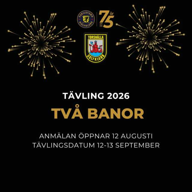 ⛳ Två Banor 2026 – en tradition mellan klubbarna! ⛳
Även i år är det dags för den uppskattade tävlingen Två Banor, ett samarbete mellan Eskilstuna Golfklubb och Torshälla GK.
Under en helg får ni chansen att spela två olika banor, två olika spelformer och mäta er mot spelare från båda klubbarna.

📅 Dag 1 – 12 september
📍 Eskilstuna Golfklubb
🏌️ Foursome Poängbogey

📅 Dag 2 – 13 september
📍 Torshälla GK
🏌️ Fyrboll Bästboll Poängbogey

Tävlingen är öppen för medlemmar i Eskilstuna GK och Torshälla GK. Ett lag får gärna bestå av spelare från olika klubbar.
💸 Startavgift: 300 kr per par
Efter första dagens spel görs en cut där de 60 bästa lagen går vidare till finaldagen på Torshälla GK.
📢 Anmälan öppnar 12 augusti klockan 10:00 – håll utkik!
Vilka tar sig vidare till söndagen och vilka står som segrare när helgen är över?
#eskilstunagolfklubb #meränbaraengolfklubb