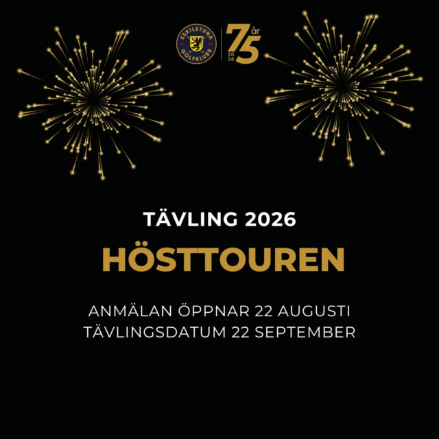 🍂⛳ Hösttouren 2026 – varmt välkommen till Eskilstuna Golfklubb! ⛳🍂
Den 22 september är det dags för en deltävling i Hösttouren, och vi ser fram emot att välkomna golfare från hela Södermanland till en härlig tävlingsdag hos oss.

🏌️ Tävlingen spelas som slaggolf i tre klasser:
• Klass A: Hcp +4,0–16,0
• Klass B: Hcp 16,1–21,5
• Klass C: Hcp 21,6–54,0

⏰ Första start från hål 1 klockan 10:00.
💸 Startavgift:
• 150 kr för medlemmar i Eskilstuna Golfklubb
• 200 kr för övriga deltagare
📢 Anmälan öppnar den 22 augusti kl. 12:00.

Vi hoppas få se många spelare från Södermanlands klubbar på plats för en trevlig dag med golf, gemenskap och härlig höstkänsla!
#eskilstunagolfklubb #meränbaraengolfklubb