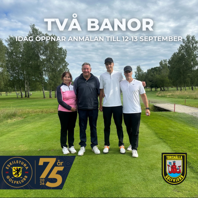 🚨 Anmälan är öppen! 🚨
Nu är det dags att anmäla sig till Två Banor 2026 – den klassiska tävlingen som arrangeras tillsammans av Eskilstuna Golfklubb och Torshälla GK.
🏌️ Dag 1 – Foursome Poängbogey på Eskilstuna GK
🏌️ Dag 2 – Fyrboll Bästboll Poängbogey på Torshälla GK
Tävlingen är öppen för medlemmar i Eskilstuna GK och Torshälla GK, och ni får gärna bilda lag även om ni tillhör olika klubbar.
💸 Startavgift: 300 kr per par
✂️ Efter första dagens spel går exakt 60 par vidare till finaldagen.
👉 Anmäl er via min golf.
Samla din spelpartner och anmäl er redan idag till en av årets mest traditionsrika klubbtävlingar!
#eskilstunagolfklubb #meränbaraengolfklubb #torshällagk
